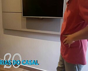 blonde wife with big tits and ass gives oral to tv technician in motel room