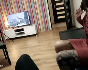 A handyman gets seduced by two seductive brunettes and one blonde for a wild threesome
