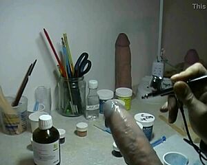 Detailed Artistic Painting Of A Realistic Prosthetic Penis Model