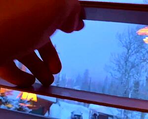 Sparks fly in the cabin during our snowboarding holiday