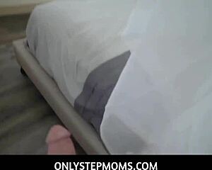 Old stepmom fucks young stepson in pov