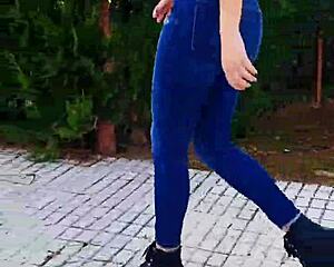sexiest braless walk ever caught on the street. pure outdoor confidence on display.