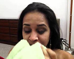 why does this sexy latina abby lee give such a messy facial after pov blowjob?