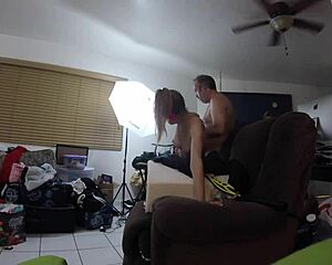 Spandex Fetish Girl Rides and Grinds in Homemade Costume