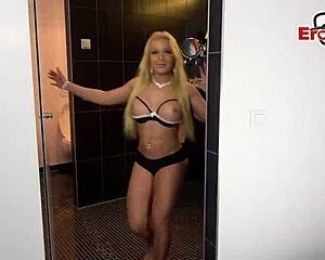 Skinny Blonde Natural Tits Outdoor Threesome