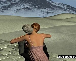 3D cartoon babe performs 69