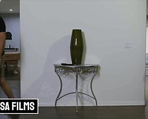 babe keira croft makes out with her friend on the couch and takes his cum on her pussy 😏