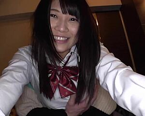 uniform schoolgirl excited during filming