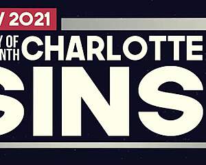 Charlotte Sins tattooed blonde masturbates after stripping