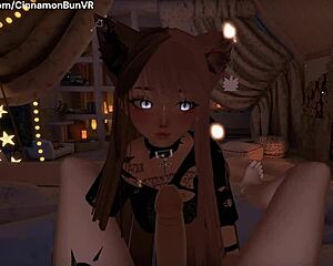 Submissive girl receives rough blowjob and deepthroat in VR