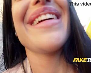 i saw hot brunette russian having sex for cash in public with panties and shaved pussy