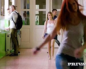 I Can’t Believe the Heat in This Lesbian Threesome with Russian Brunette and Redhead in Restroom!