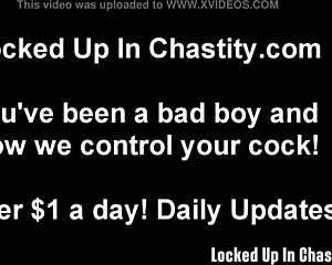 femdom mistress binds you with new chastity device