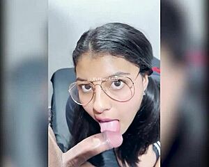 amateur teen gives first blowjob deepthroat for big cumshot facial