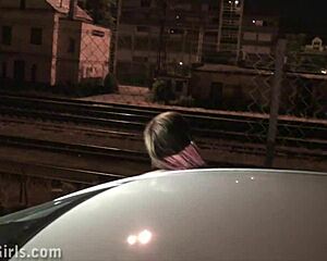 alexis crystal dives into a public car gangbang orgy