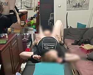 Redhead gets really fucked on a massage table while tied up