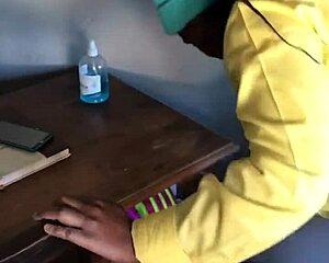 gets a nasty creampie for being stuck under the study room table