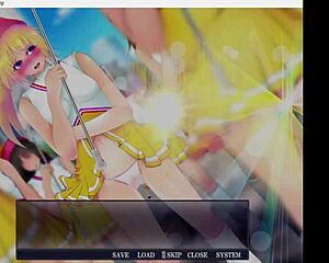 Exposing play girl in anime game.