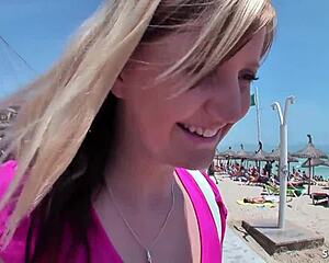 An 18 year old, young German girl, on her first sexual encounter in Europe on holiday