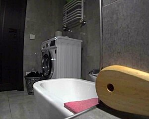 Man, this wife sneaks with neighbor for bathroom action while husband's away!