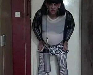 Sissy crossdress returns to swallowing his own piss