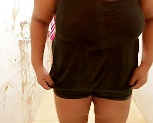 Myanmar sexy milf taking shower in bathing scene with asian milf details