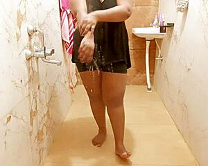 Myanmar sexy milf taking shower in bathing scene with asian milf details