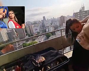 Interracial Threesome Fucks on Balcony!