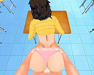 i'm fucking the hot teacher sadayo kawakami in her classroom, she rides my dick from my pov until i cum inside her in persona 5 hentai