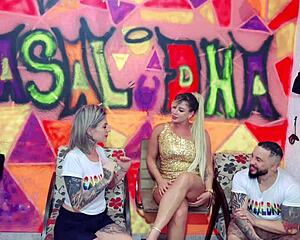 a loira gostosa beatriz sampaio comes for interview but gets all fucked in lesbian action with big tits and ass shaking