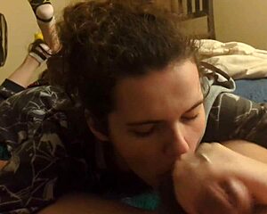 A USA amateur gets deep throat blown followed by riding his cock, fingering the pussy