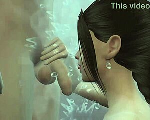 I love licking that 3D pussy in the bath.