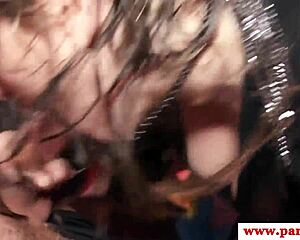 real euro amateur sucks cock at party before orgy