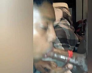 Slim slut ass passionately licks cock with candy