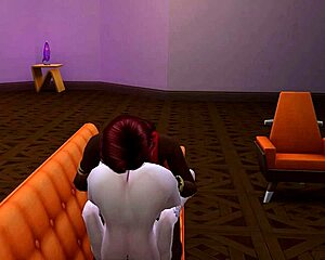 Stunning shemale with big tits and monster cock dominates black crossdresser in wild sex