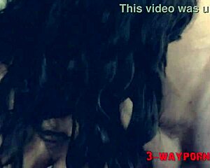 group sex with hairy brunette in threesome