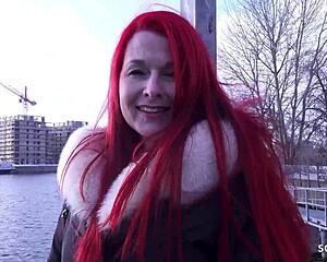 Redhead MILF Mina Knight auditions in Berlin for casting picked by German scout