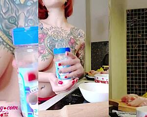 busty teen oils up body for solo tease - amateur