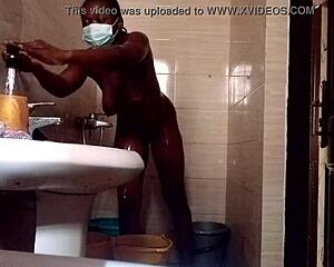 Steamy shower session with seductive soaping up with Kuzy
