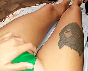 lesbian threesome with masturbation on the bed, girls reach orgasm