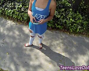 amateur teen's ass gets cummed outdoors