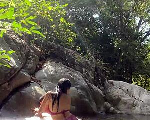 Teen Latina gets fucked in river jungle