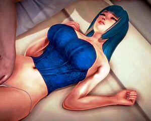 honey select sarutobi yuuki 3d blue haired beauty