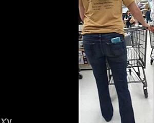 jeans-clad ass watched in voyeur denim adventure