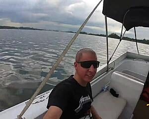 Paola Gurgel shows big tits on boat deck!