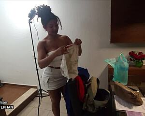 Delicious making of Sophie Stephan, bent over in tits and ass