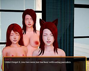 In my new family episode 445, the redhead with big tits explores her feelings.