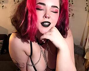 Vanessa Strawberry seduces her son for sex as Goth mom