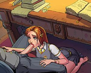 Hey Ginny Weasley, can you handle this messy student blowjob?