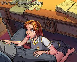 Hey Ginny Weasley, can you handle this messy student blowjob?